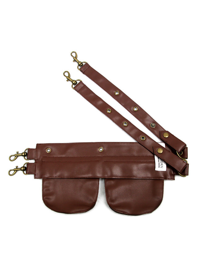 Cheap Brown Women Retro Daily Steampunk Leather Belt with Pouches Back View