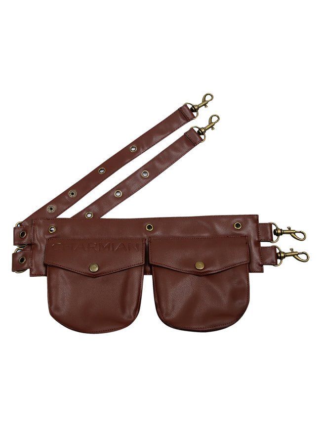 Cheap Brown Women Retro Daily Steampunk Leather Belt with Pouches Back View