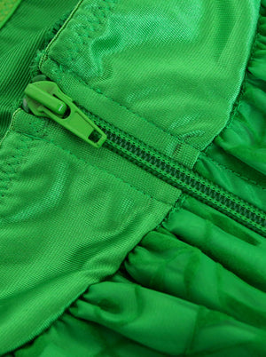 Women's Fashion Ruffle Floral Organza High Low Halloween Party  Skirt Green Detail View
