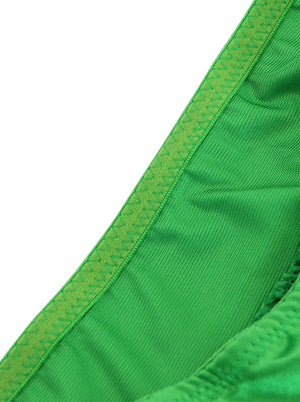 Women's Elegant Ruffle Floral Organza High Low Party Skirt Green Detail View