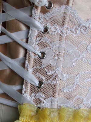 Victorian Gothic Style Soft Artificial Silk Floral Lace Trim Waist Training Corset