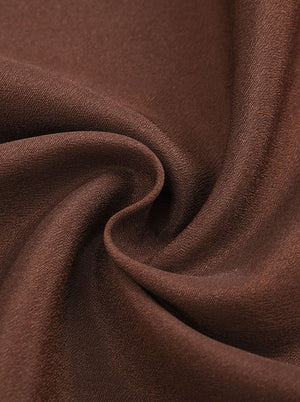 Women's High Quality High Waist Multi Layered Ruffle High Low Skirt Brown Detail View