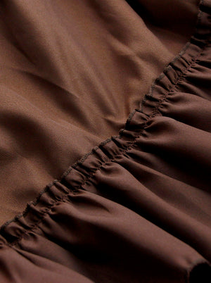 Women's Hot Sale High Waist Multi Layered Ruffle High Low Cosplay Skirt Brown Detail View