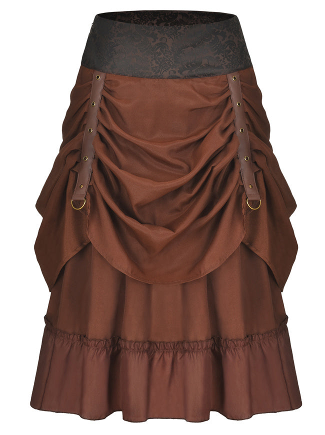 Steampunk Gothic Retro Multi Layered Ruffles Pirate Party Skirt Main View