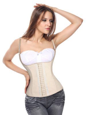 Women's Steel Boned Latex Waist Trainer for Weight Loss Underbust Vest Apricot Main View