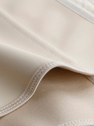 Women's Casual Steel Boned Latex Waist Cincher Corset Vest Apricot Detail View