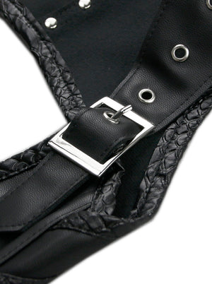 Steampunk Underbust Vest Black Zipper Snakeskin Waist Cincher Cheap Corset Detail View