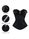 High Quality Casual All-match Women Black Steampunk Daily Strapless Lace Up Body Shapewear Overbust Corset Tops Detail View