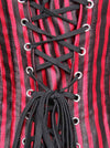 Women's Vintage Jacquard Spiral Steel Boned Brocade Lace Pinstripe Corset Red/Black Detail View