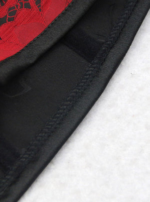 مشد نسائي غير رسمي من قماش الجاكار بتصميم حلزوني من الصلب بتصميم مقلّم لعرض التفاصيل باللون الأحمر / الأسود