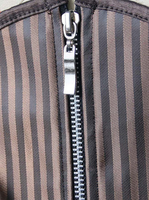 Damen Gothic Spiral Steel Boned Zipper Underbust Korsett mit Schnallen Hellbraun Detailansicht