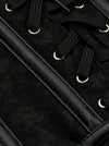 Women's Retro Jacquard Spiral Steel Boned Busk Closure Halloween Corset with Chains Black Detail View