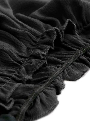 عارضة بلوزة قبالة الكتف القراصنة الفلاحين أعلى ارتفاع منخفض فستان أسود عرض التفاصيل