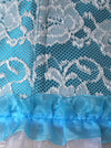 Fashion Floral Lace Trim Plastic Boned Underbust Waist Training Corset Blue Detail View