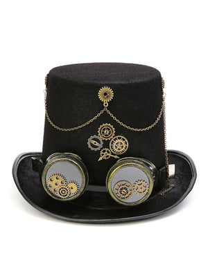 Steampunk chapeau haut de forme lunettes en métal engrenages accessoire de costume chapeau haut de forme