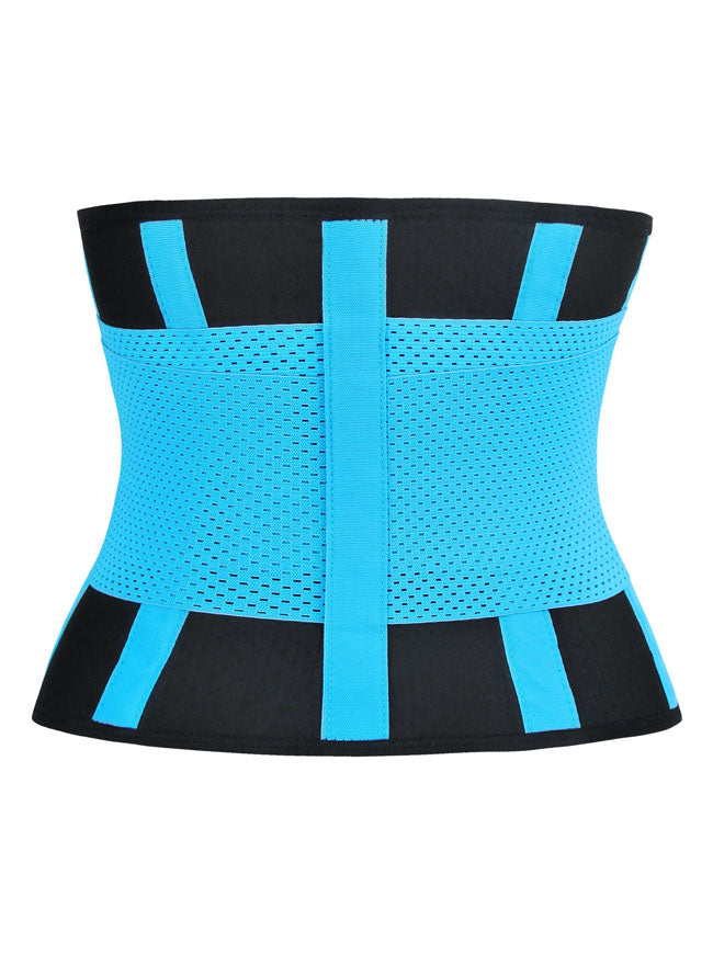 Women's Adjustable Waist Trainer Belt - Workout Enhancer Stomach Body Shaper for Hourglass Shape Blue Back View