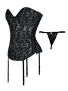 Classical Vintage Women Black Lace Punk Retro Sweetheart Strapless Body Shapewear Overbust Corset Tops Side View
