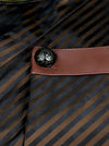 Men's Steampunk Retro Renaissance Stripes Printed Waistcoat Business Suit Vest Detail View