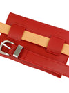 Fashion PU Leather Waist Belt with Removable Pouch Bag Brick Red Detail View