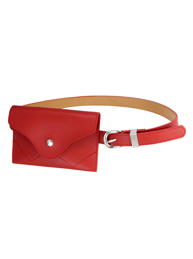 Fashion Simple PU Leather Waist Belt with Removable Pouch Bag