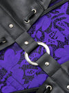 Women's Hot Sale Halter Faux Leather Steel Boned Cosplay Corset Black/Purple Detail View