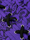 Women's High Quality Halter Faux Leather Steel Boned Waist Cincher Corset Black/Purple Detail View