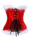 Burlesque Xmas Sexy Padded Cup Strapless Overbust Lace Up Corset Top with Garter