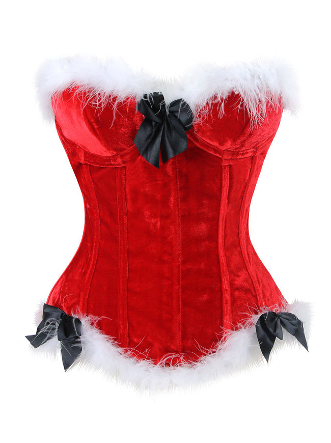 Mrs Santa Claus Costume Christmas Push Up Bustier Corset Top
