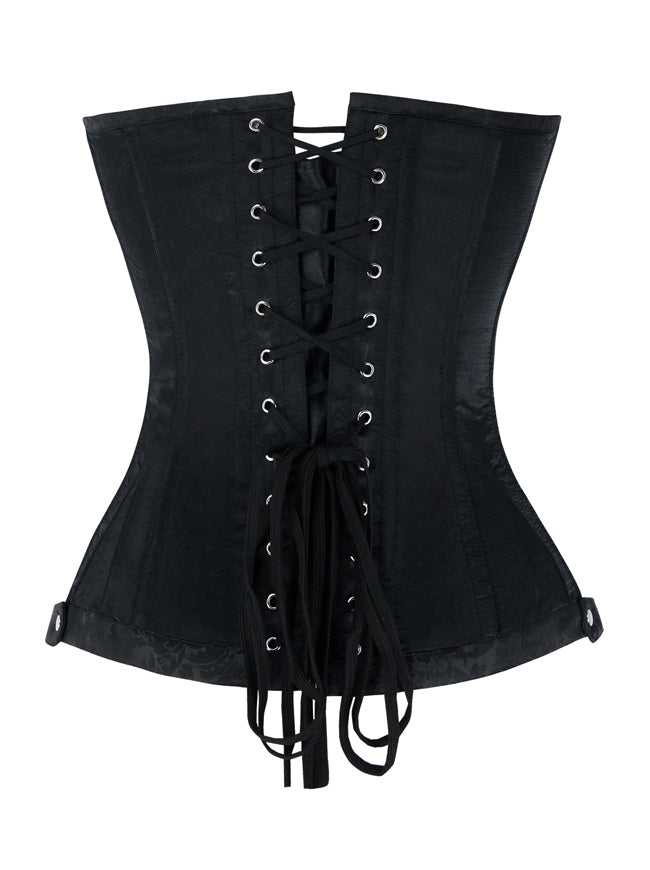 Steampunk Victorian Gothic Retro Brocade Overbust Corset with Zipper Back View