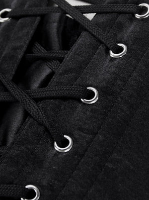 Steampunk Gothic Retro Busk Closure Brocade Lace Up Zipper Overbust Corset