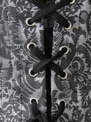 Steampunk Grey Brocade Gothic Fashion Victorian Cheap Underbust Punk Steel Boning Renaissance Corset Top Detail View