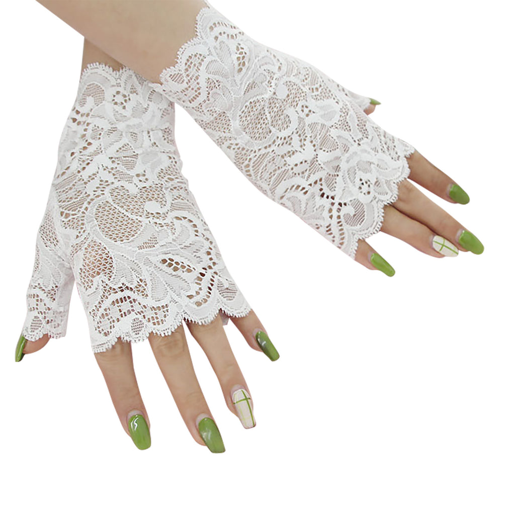 Vintage Elegant Wedding Party Floral Lace Fingerless Gloves