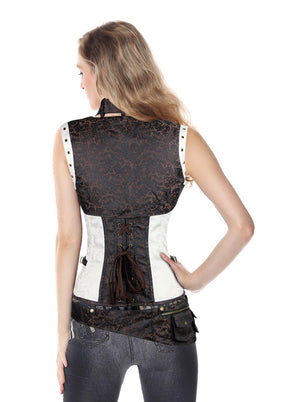 Victorian Gothic Jacquard Overbust Corset with Shrug Jacket and Belt