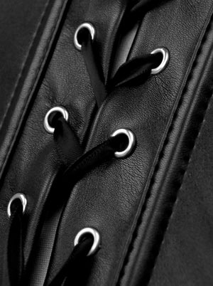 Gothic Faux Leather Lace-up Waist Trainer Waist Cincher Corset Bustier