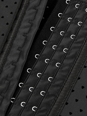 Women's Cheap Spiral Steel Boned Latex Compression Corset Vest Black Detail View