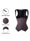 Women's Fashion Spiral Steel Boned Jacquard Waist Cincher Halloween Corset Vest Umber Detail View