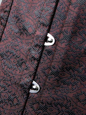 Women's High Quality Spiral Steel Boned Jacquard Waist Cincher Body Shaper Corset Vest Umber Detail View