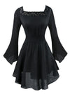 Victorian Gothic Tencel Cotton Lace Corset Top Tunic Dress