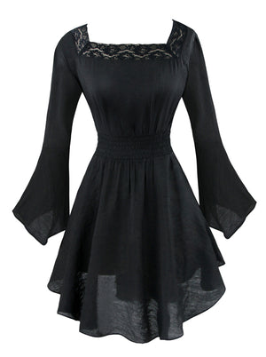 Victorian Gothic Tencel bomuld blonder korset top tunika kjole