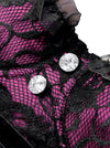 Women's Elegant Silk Satin Chemise Lace Bodycon Bustier Slip Lingerie Purple/Black Detail View