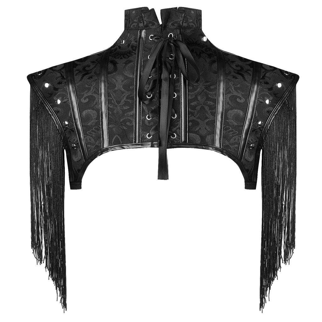 Gothic Punk Anime Cosplay Shrug with Tassels Shoulder Back View