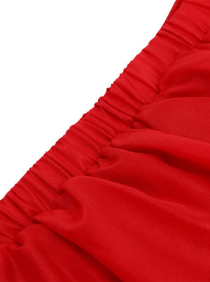 Showgirl Renaissance Plus Size High Low Juniors Red Dance Party Elastic Skirt Detail View