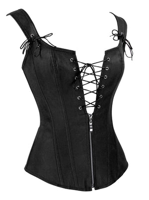 Vintage Renaissance Lace Up Bustier Corset with Garters Side View