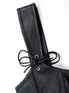 Steampunk Gothic Faux Leather Plastic Boned Bustier Corset with Shoulder Straps Black