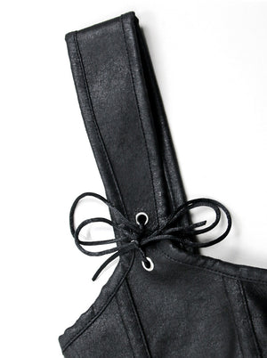 Steampunk القوطية مشد بوستير البلاستيك والجلود الجوفاء مع حزام الكتف الأسود