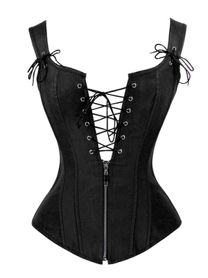 Renaissance Lace-up Steampunk Vintage uitgebeend bustier corset top met jarretels