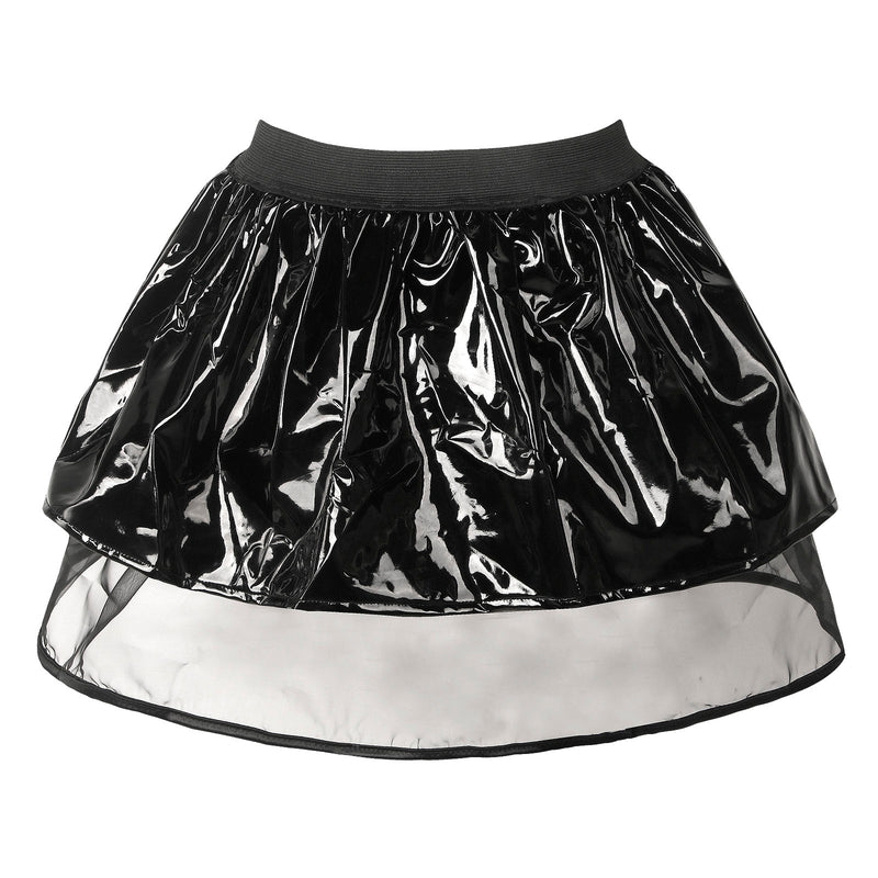 Gothic Punk Flared Leather High Waist A-line Pleated Mini Skirt