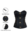 Classical Burlesque High Quality Black Brocade Gothic Steampunk Strapless Lace Up Waist Cincher Overbust Plus Size Corset Tops with Chains Main View
