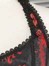 Renaissance Jacquard Overbust Corset Bustier Red and Black