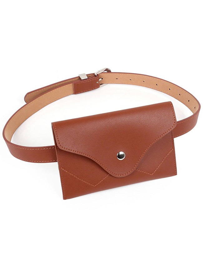 Fashion Simple PU Leather Waist Belt with Removable Pouch Bag